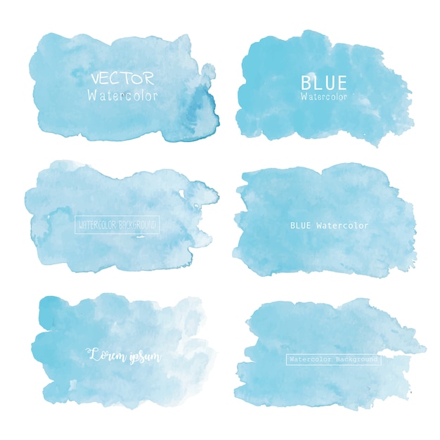 Vector blue watercolor background, pastel watercolor logo