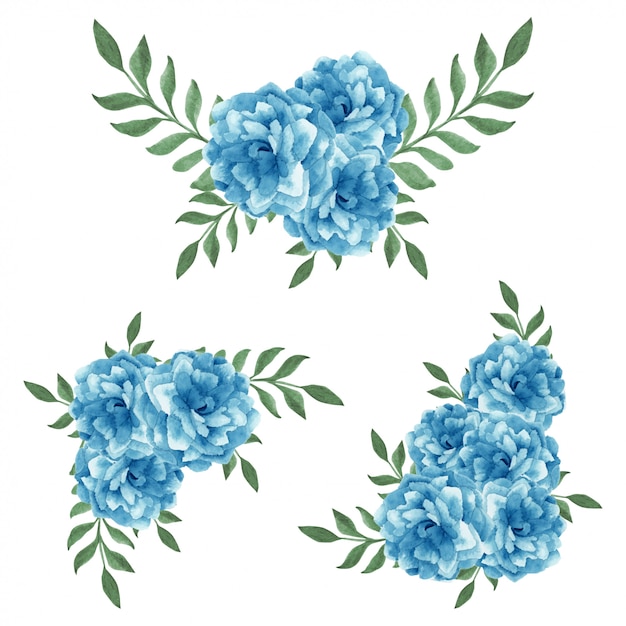 Vector blue watercolor of flower arrangement for decoration