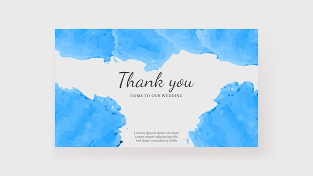 Blue watercolor invitation card template