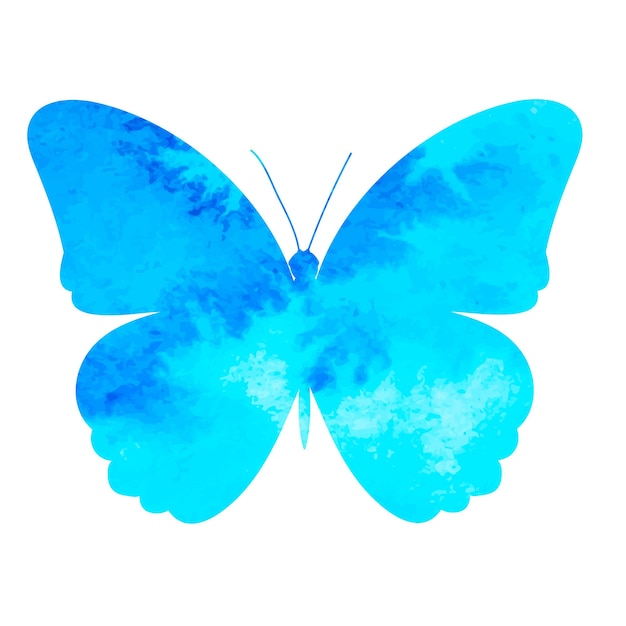 Blue watercolor silhouette butterfly