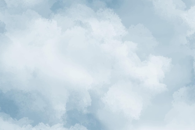 Cielo acquerello blu e nuvole sfondo vettoriale chiaro