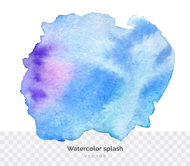 Vector blue watercolor stain isolated background vector hand painted abstract background for design