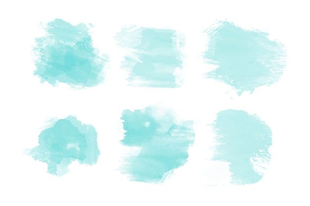 Blue watercolor stains collection