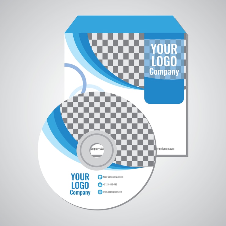 Vector blue wave cd cover template design