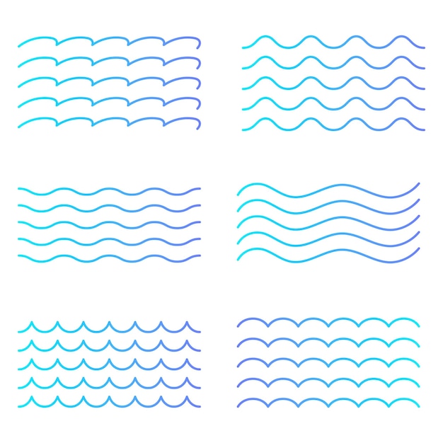 Vector blue wave lines gradient