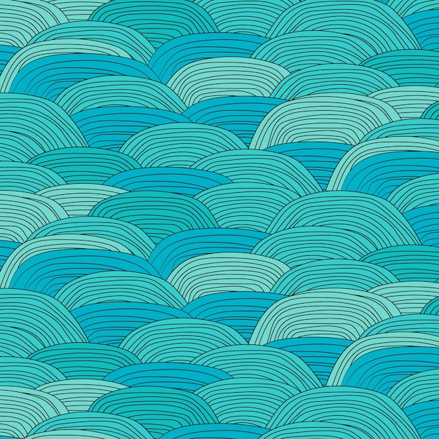 Blue wave pattern with hand drawn background