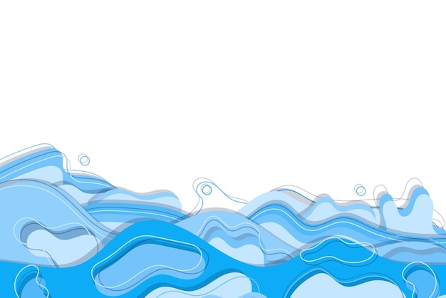 Vector blue wave water sea line pattern background design cold colors vector illustration