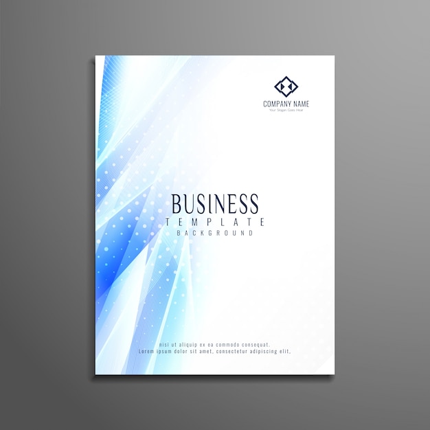 Modello di brochure business astratto blu ondata