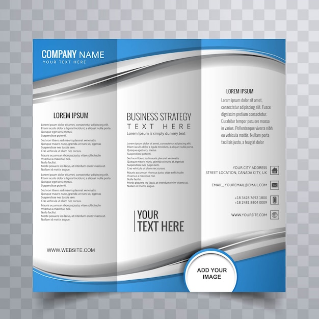 Vector blue wavy business brochure