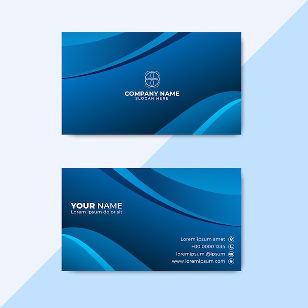 Vector blue wavy business card template creative business card vector