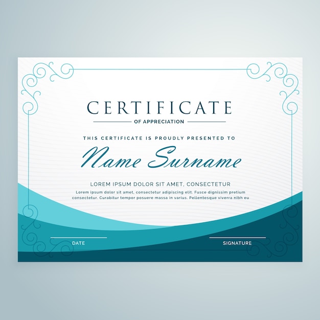 Blue wavy diploma design