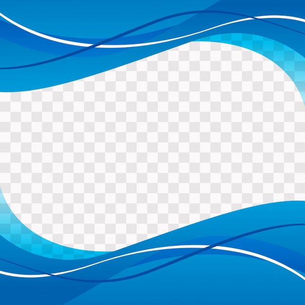 Blue wavy shapes on transparent background