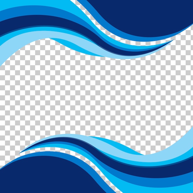 Vector blue wavy shapes on transparent background