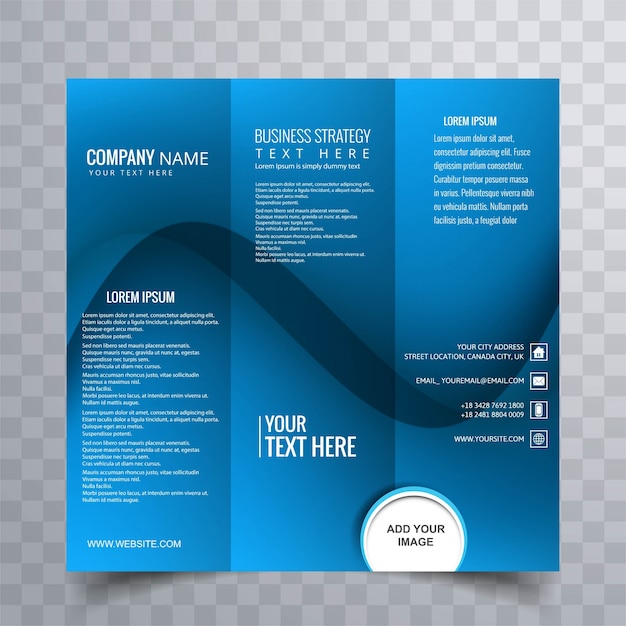 Vector blue wavy trifold flyer concept