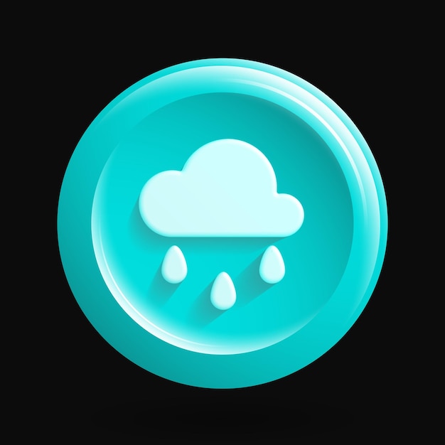 Blue Weather Forecast Icon Isolated 3D Round Button Vector illustration