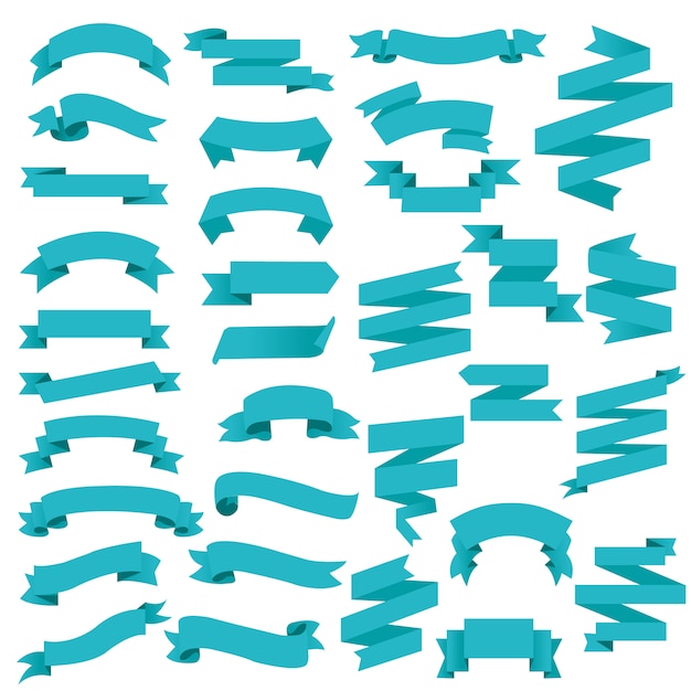 Vector blue web ribbon big set