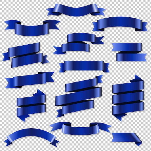 Blue web ribbons set