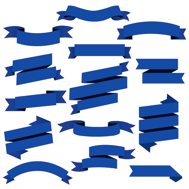 Vector blue web ribbons set