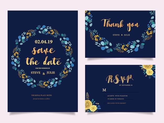 Blue wedding card collection