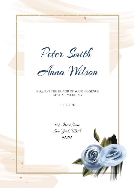 Blue wedding cards template