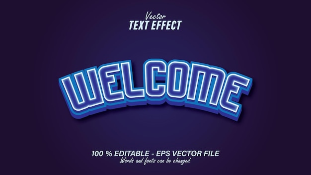Синий приветственный 3d текстовый эффект шаблон дизайна редактируемый файл eps