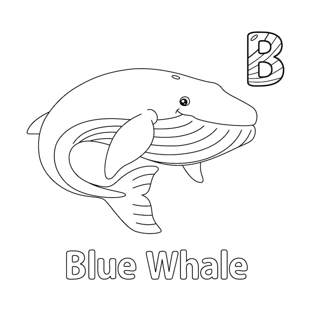 Blue Whale Alphabet ABC Coloring Page B