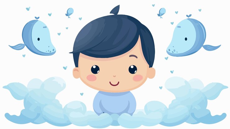 Vector 블루  소년 베이비 샤워 카드 터 일러스트레이션