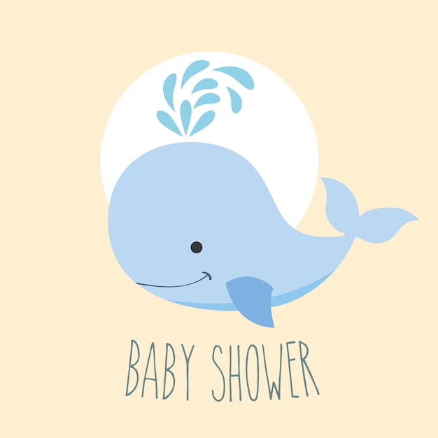 Blue whale boy baby shower card