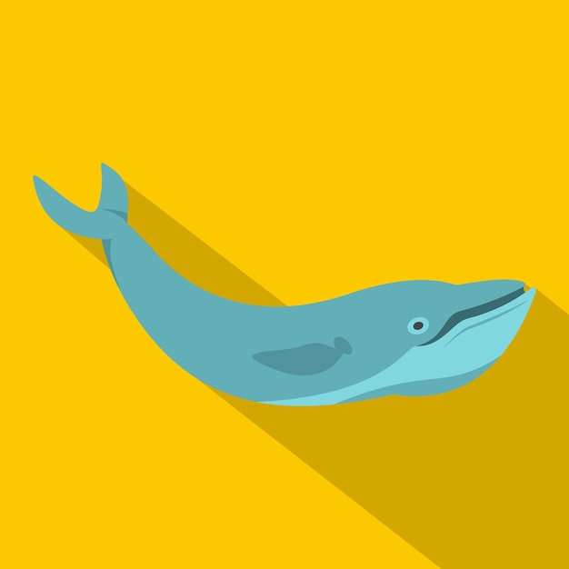 Blue whale icon Flat illustration of blue whale vector icon for web isolated on yellow background