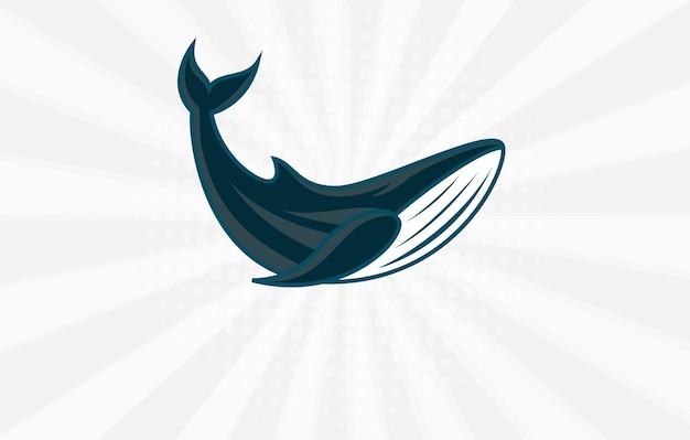 Vector blue whale on a light background