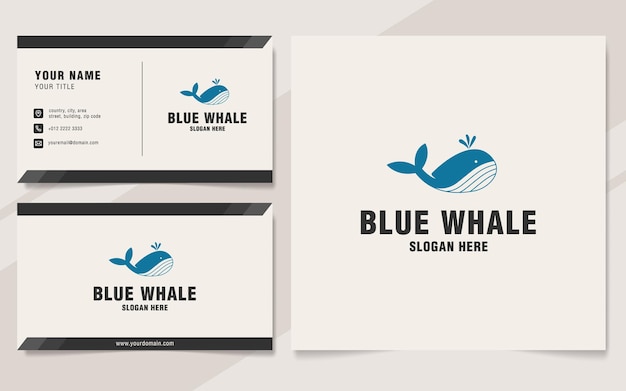 Blue whale logo template on monogram style