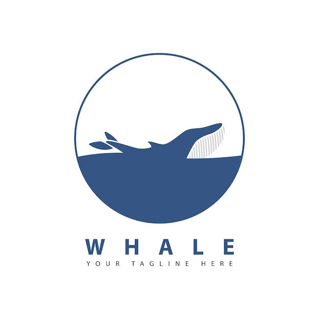 Blue whale logo vector illustration whale symbol creative design