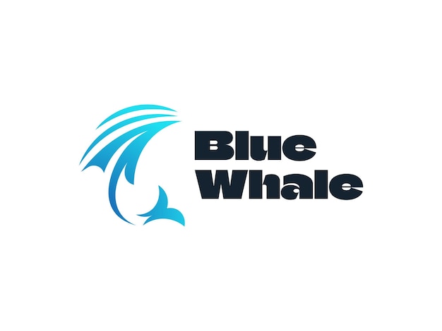 Blue whale logo with abstract and simple concept