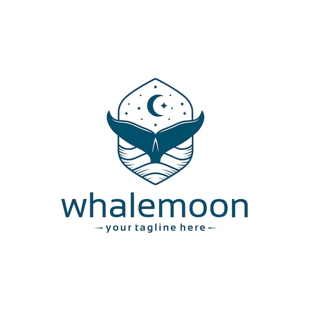 Blue whale moonlight logo template