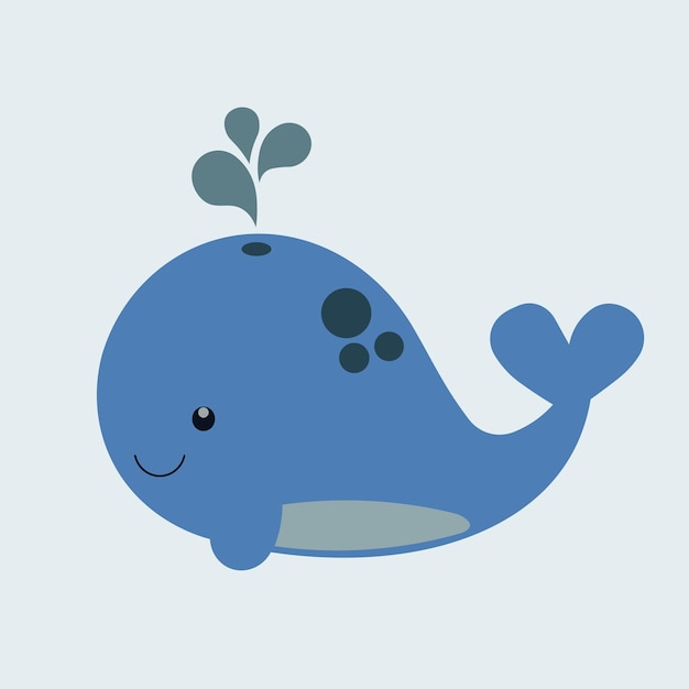 Vector blue whale with a flower on it