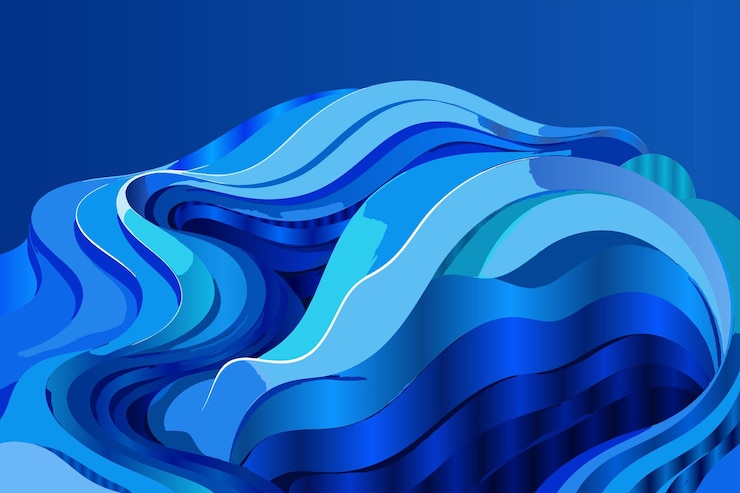 Vector a blue and white abstract painting of a wave