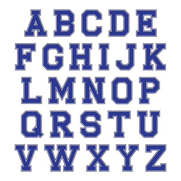 Blue and white alphabet letters