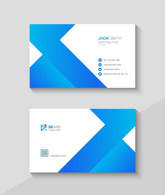 Blue and white business card design