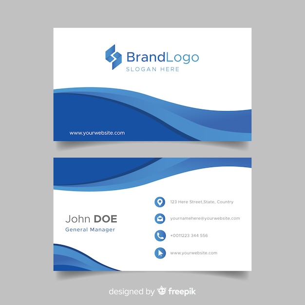 Blue and white business card template with logo