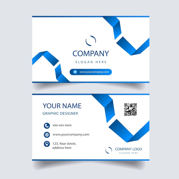 Blue and White Business Card Template