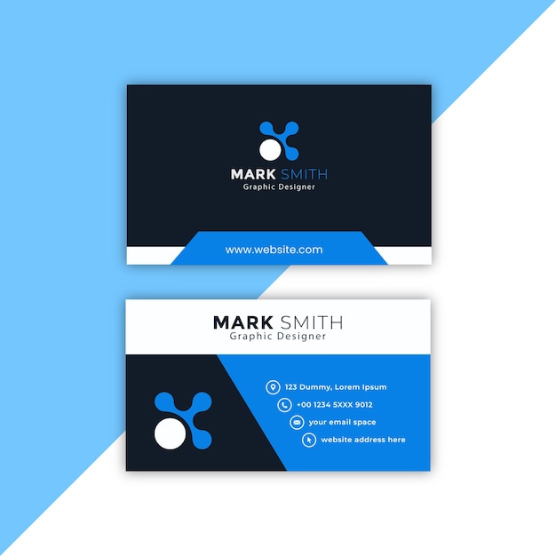 Vector blue and white business card template