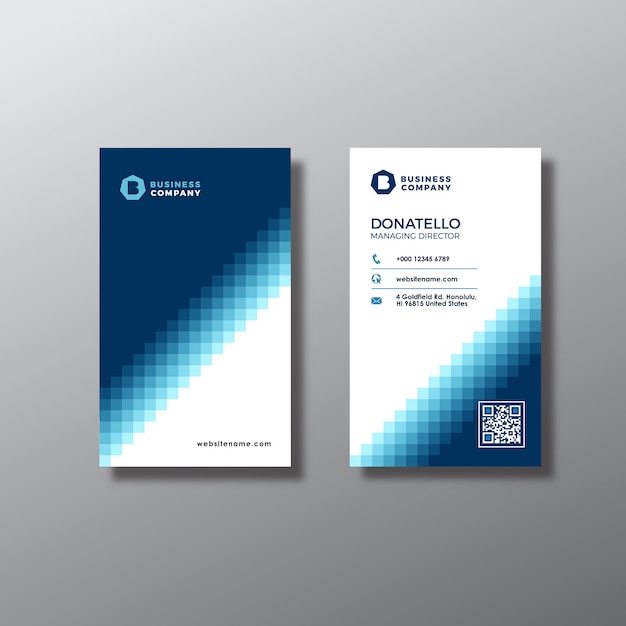 Vector blue and white business card