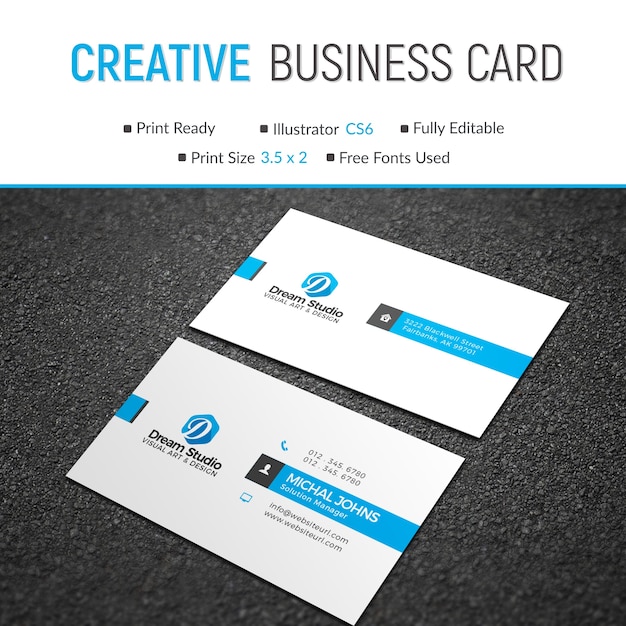 Vector blue and white business card