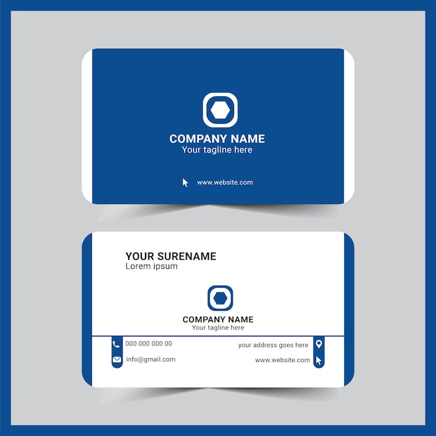 Blue and white business card