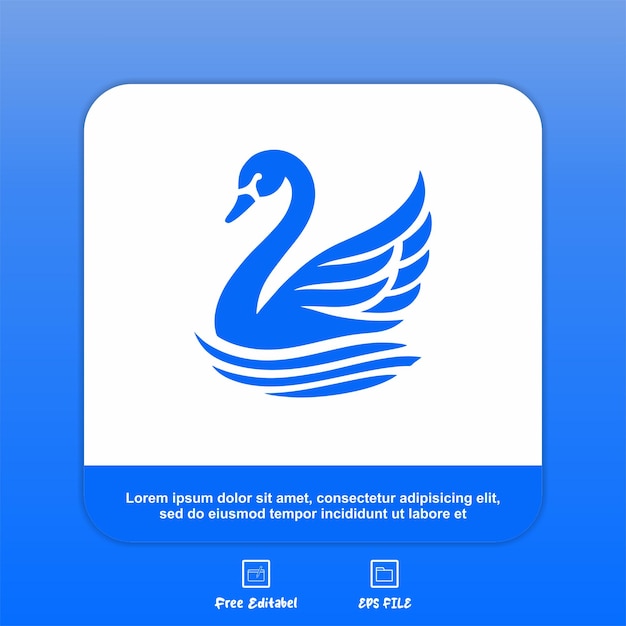 Vector a blue and white card with a swan on it