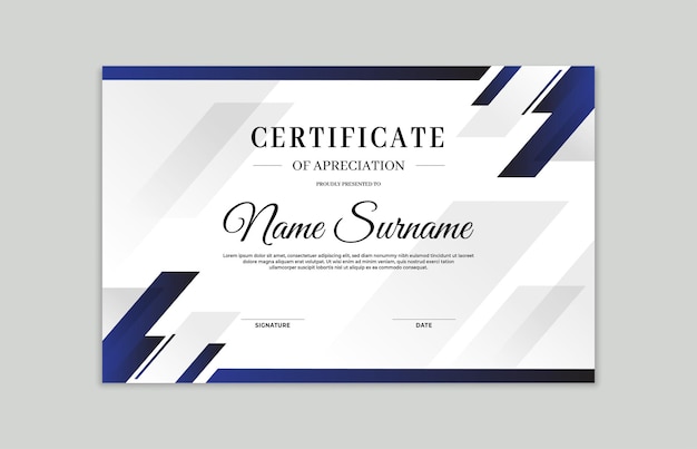 Blue and white certificate border template For appreciation business and education needs