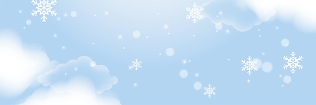 雪の花と白いクリスマスのバナー メリークリスマスとハッピーニューイヤー 横の新年の背景のヘッダー ポスター カード ウェブサイト ベクトルイラスト