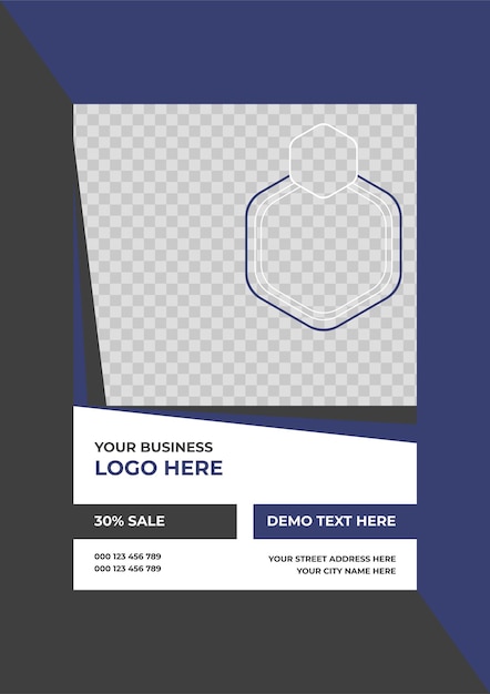 Blue and white corporate flyer design template