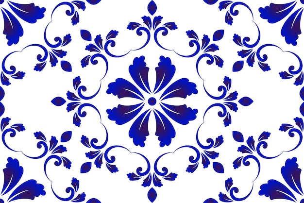 синий и белый орнамент