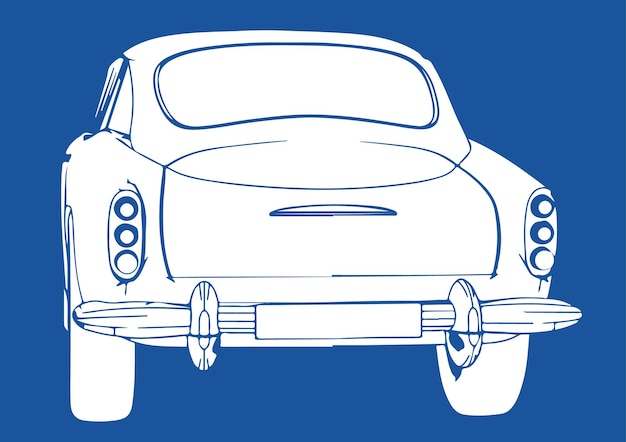 2000 年の車の青と白の絵。